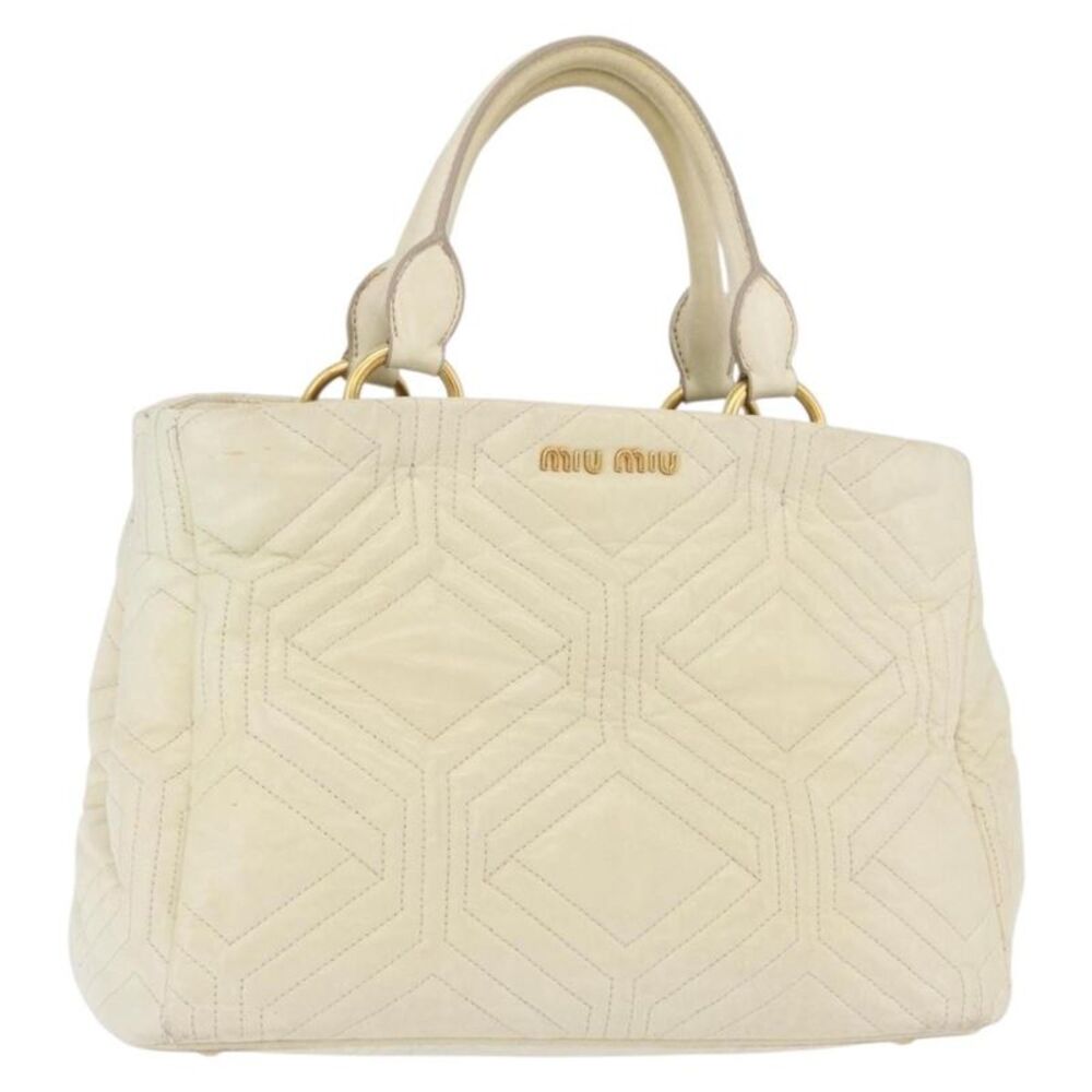 Miu Miu Beau Top Handle Leather Beige Leather Handbag
